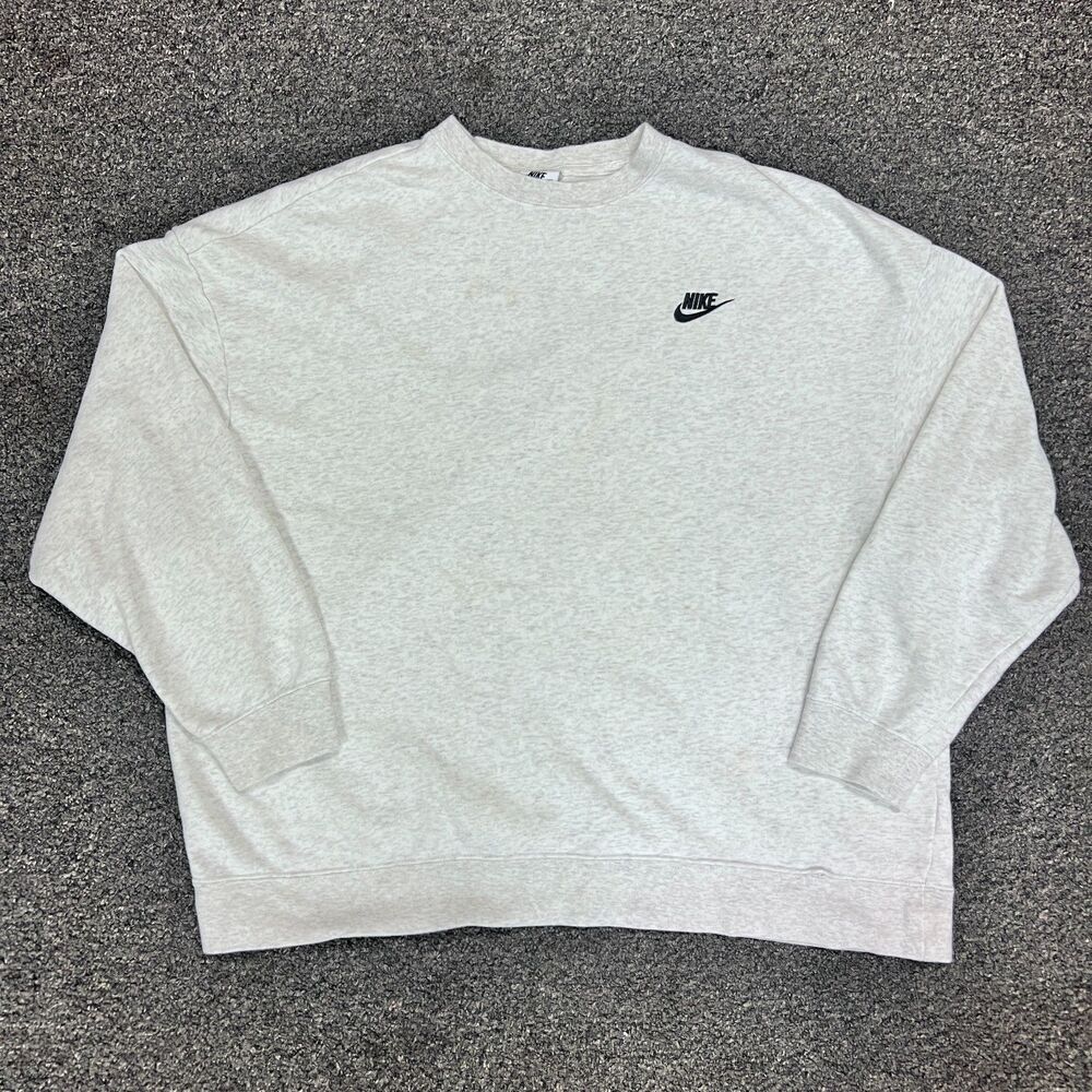 Nike Sweatshirt Women's Large Gray Fleece Crewneck Embroidered Swoosh Pullover